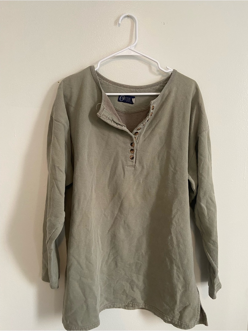 Vintage 90s Outfitters Action Wear Green Fleece Henley Sweatshirt
